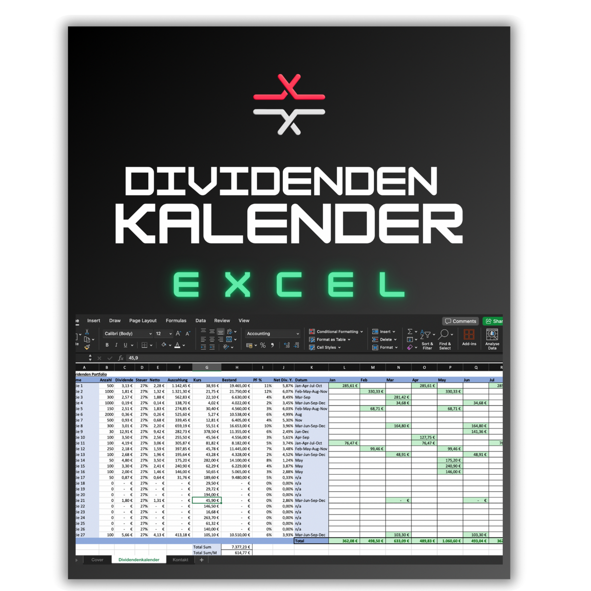 Dividenden Kalender (Excel)